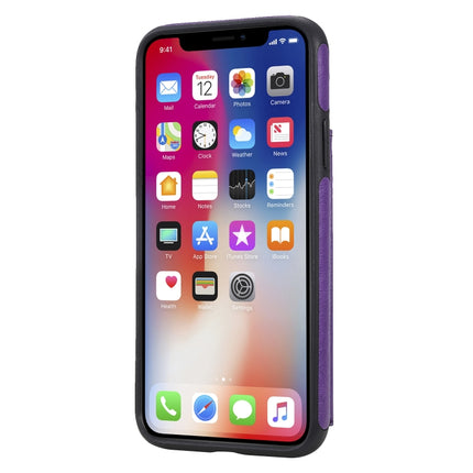 For iPhone X Solid Color Double Buckle Zipper Shockproof Protective Case(Purple)-garmade.com