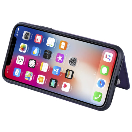 For iPhone X Solid Color Double Buckle Zipper Shockproof Protective Case(Purple)-garmade.com