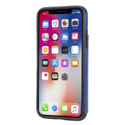 For iPhone X Solid Color Double Buckle Zipper Shockproof Protective Case(Blue)-garmade.com