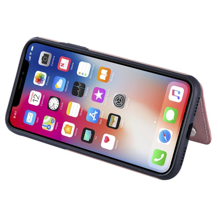 For iPhone X Solid Color Double Buckle Zipper Shockproof Protective Case(Rose Gold)-garmade.com