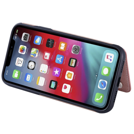 For iPhone XR Solid Color Double Buckle Zipper Shockproof Protective Case(Rose Gold)-garmade.com