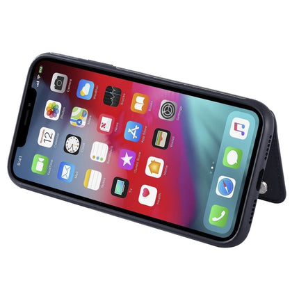 For iPhone XR Solid Color Double Buckle Zipper Shockproof Protective Case(Black)-garmade.com
