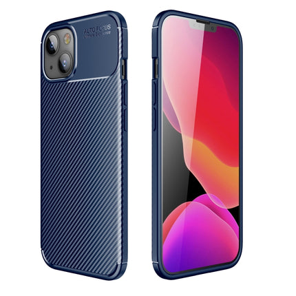 Carbon Fiber Texture Shockproof TPU Case For iPhone 13(Blue)-garmade.com