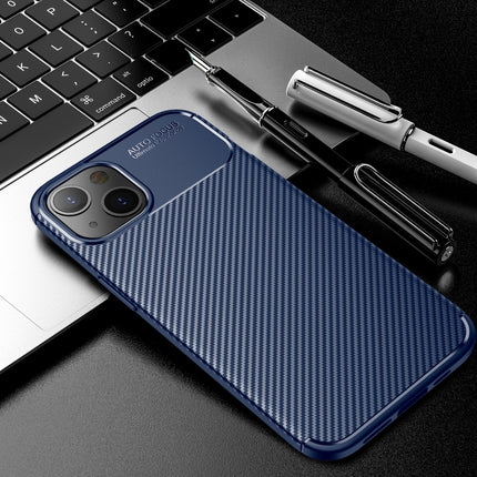 Carbon Fiber Texture Shockproof TPU Case For iPhone 13(Blue)-garmade.com