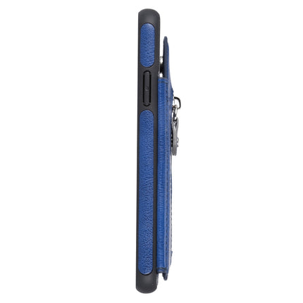 For iPhone XS Solid Color Double Buckle Zipper Shockproof Protective Case(Blue)-garmade.com