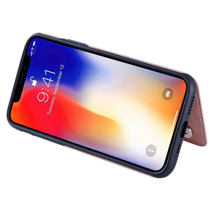 For iPhone XS Solid Color Double Buckle Zipper Shockproof Protective Case(Rose Gold)-garmade.com