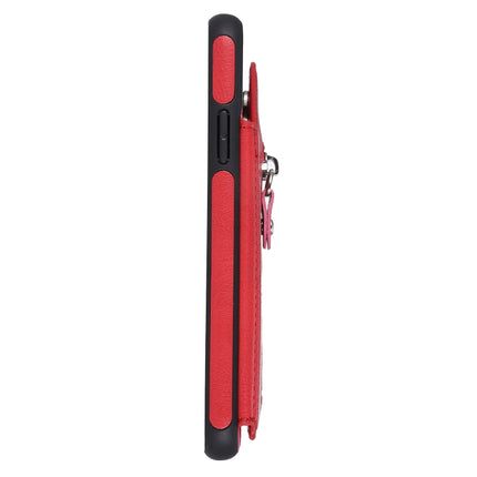 For iPhone XS Solid Color Double Buckle Zipper Shockproof Protective Case(Red)-garmade.com