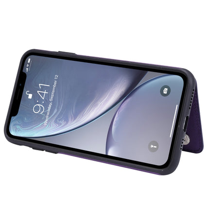 For iPhone XS Max Solid Color Double Buckle Zipper Shockproof Protective Case(Purple)-garmade.com