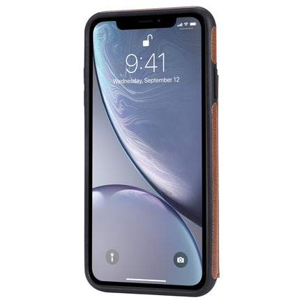 For iPhone XS Max Solid Color Double Buckle Zipper Shockproof Protective Case(Brown)-garmade.com