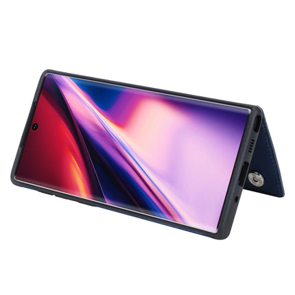 For Galaxy Note 10 Solid Color Double Buckle Zipper Shockproof Protective Case(Blue)-garmade.com