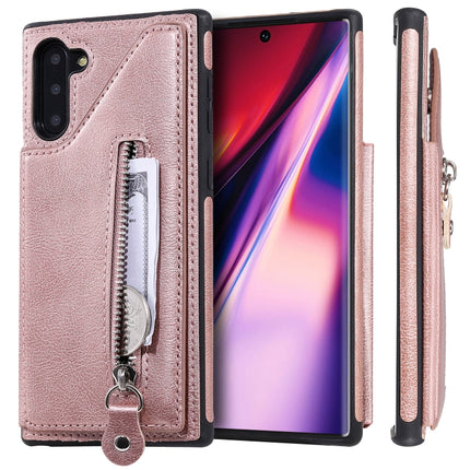 For Galaxy Note 10 Solid Color Double Buckle Zipper Shockproof Protective Case(Rose Gold)-garmade.com