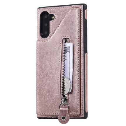 For Galaxy Note 10 Solid Color Double Buckle Zipper Shockproof Protective Case(Rose Gold)-garmade.com