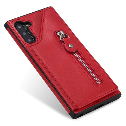 For Galaxy Note 10 Solid Color Double Buckle Zipper Shockproof Protective Case(Red)-garmade.com