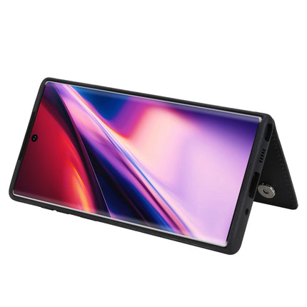 For Galaxy Note 10 Solid Color Double Buckle Zipper Shockproof Protective Case(Black)-garmade.com