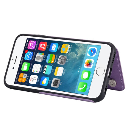 For iPhone 6 Cat Bee Embossing Pattern Shockproof Protective Case with Card Slots & Photo Frame(Purple)-garmade.com