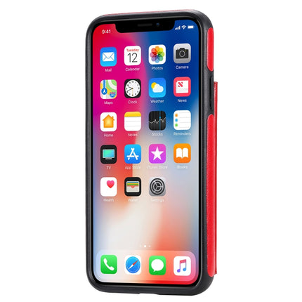 For iPhone X Cat Bee Embossing Pattern Shockproof Protective Case with Card Slots & Photo Frame(Red)-garmade.com