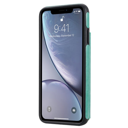 For iPhone XS Max Cat Bee Embossing Pattern Shockproof Protective Case with Card Slots & Photo Frame(Green)-garmade.com