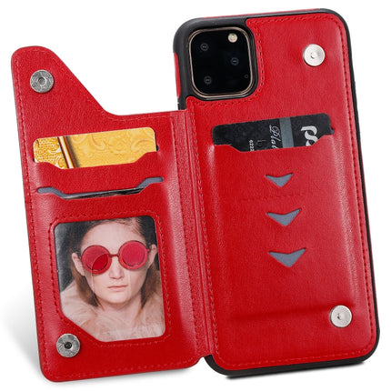 For iPhone 11 Pro Max Cat Bee Embossing Pattern Shockproof Protective Case with Card Slots & Photo Frame(Red)-garmade.com