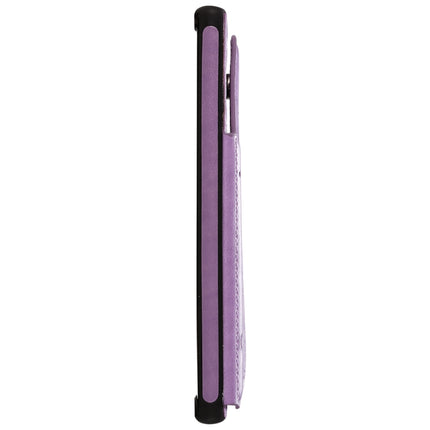 For Galaxy Note 10 Cat Bee Embossing Pattern Shockproof Protective Case with Card Slots & Photo Frame(Purple)-garmade.com