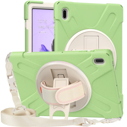 For Samsung Galaxy Tab S7 FE 5G 12.4 T730 Silicone + PC Protective Case with Holder & Shoulder Strap(Matcha Green)-garmade.com