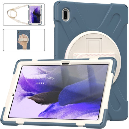 For Samsung Galaxy Tab S7 FE 5G 12.4 T730 Silicone + PC Protective Case with Holder & Shoulder Strap(Cornflower Blue)-garmade.com