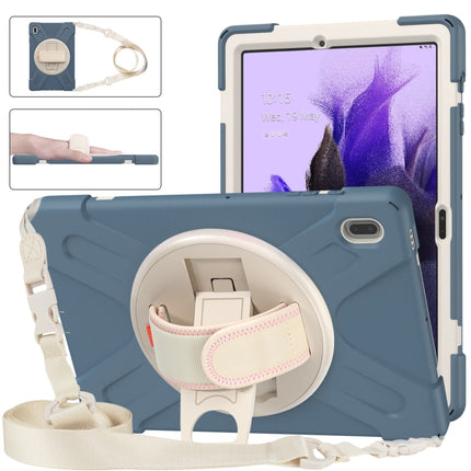 For Samsung Galaxy Tab S7 FE 5G 12.4 T730 Silicone + PC Protective Case with Holder & Shoulder Strap(Cornflower Blue)-garmade.com