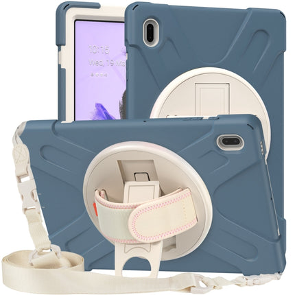 For Samsung Galaxy Tab S7 FE 5G 12.4 T730 Silicone + PC Protective Case with Holder & Shoulder Strap(Cornflower Blue)-garmade.com