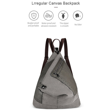 FB01 Irregular Canvas Backpack(Black)-garmade.com
