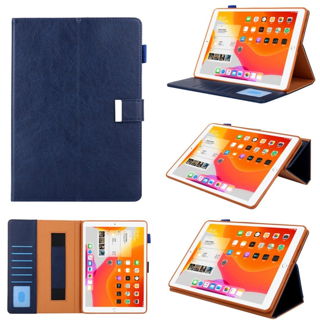 For iPad 5 / 6 / 7 / 8 / 9 Business Style Horizontal Flip Leather Case with Holder & Card Slot & Photo Frame & Wallet & Hand Strap & Sleep / Wake-up Function(Blue)-garmade.com