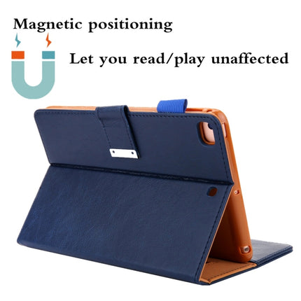 For iPad mini 1 / 2 / 3 / 4 / 5 Business Style Horizontal Flip Leather Case with Holder & Card Slot & Photo Frame & Wallet & Hand Strap & Sleep / Wake-up Function(Blue)-garmade.com
