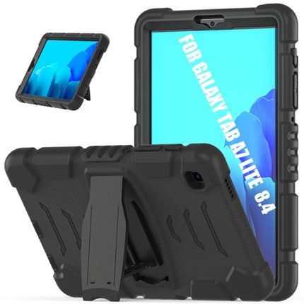 For Samsung Galaxy Tab A7 Lite 8.7 inch 2021 3-Layer Protection Screen Frame + PC + Silicone Shockproof Combination Case with Holder(Black+Black)-garmade.com
