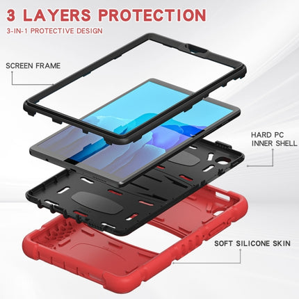 For Samsung Galaxy Tab A7 Lite 8.7 inch 2021 3-Layer Protection Screen Frame + PC + Silicone Shockproof Combination Case with Holder(Red+Black)-garmade.com