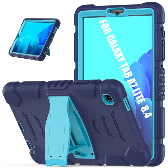 For Samsung Galaxy Tab A7 Lite 8.7 inch 2021 3-Layer Protection Screen Frame + PC + Silicone Shockproof Combination Case with Holder(NavyBlue+Blue)-garmade.com