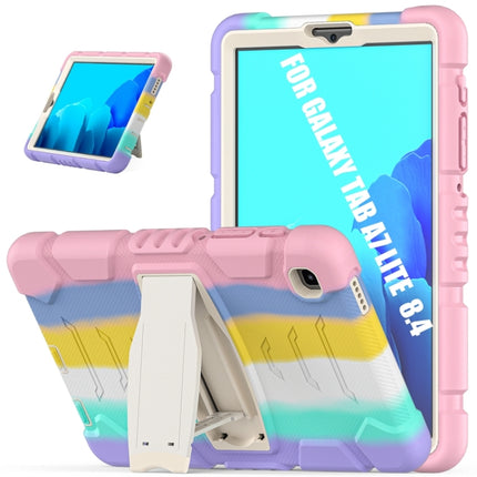 For Samsung Galaxy Tab A7 Lite 8.7 inch 2021 3-Layer Protection Screen Frame + PC + Silicone Shockproof Combination Case with Holder(Colorful Pink)-garmade.com