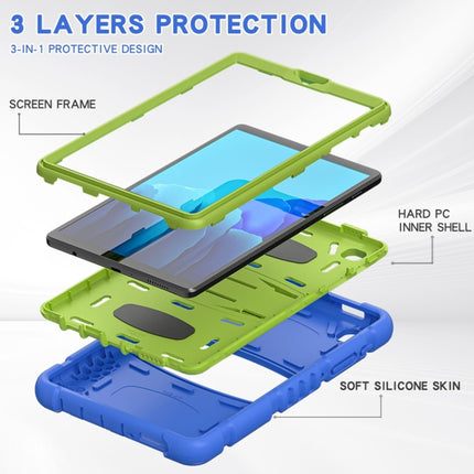 For Samsung Galaxy Tab A7 Lite 8.7 inch 2021 3-Layer Protection Screen Frame + PC + Silicone Shockproof Combination Case with Holder(Blue+Lime)-garmade.com
