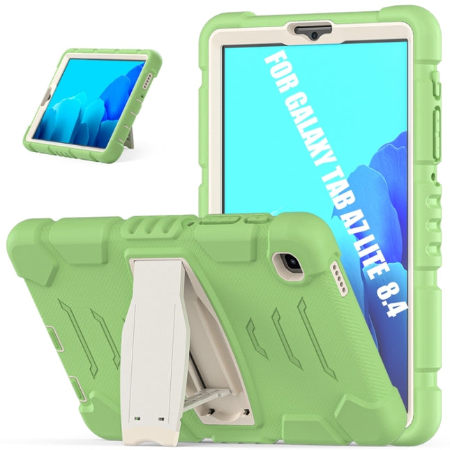For Samsung Galaxy Tab A7 Lite 8.7 inch 2021 3-Layer Protection Screen Frame + PC + Silicone Shockproof Combination Case with Holder(Matcha Green)-garmade.com