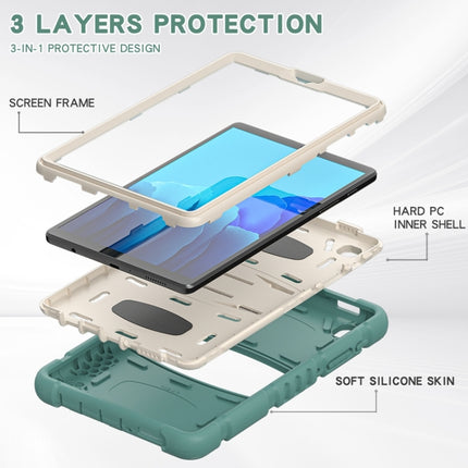 For Samsung Galaxy Tab A7 Lite 8.7 inch 2021 3-Layer Protection Screen Frame + PC + Silicone Shockproof Combination Case with Holder(Emerald Green)-garmade.com