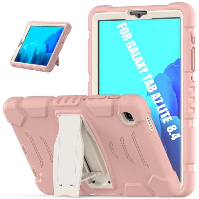 For Samsung Galaxy Tab A7 Lite 8.7 inch 2021 3-Layer Protection Screen Frame + PC + Silicone Shockproof Combination Case with Holder(Cherry Blossoms Pink)-garmade.com