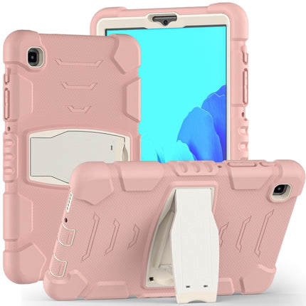 For Samsung Galaxy Tab A7 Lite 8.7 inch 2021 3-Layer Protection Screen Frame + PC + Silicone Shockproof Combination Case with Holder(Cherry Blossoms Pink)-garmade.com
