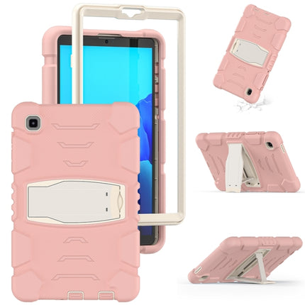 For Samsung Galaxy Tab A7 Lite 8.7 inch 2021 3-Layer Protection Screen Frame + PC + Silicone Shockproof Combination Case with Holder(Cherry Blossoms Pink)-garmade.com