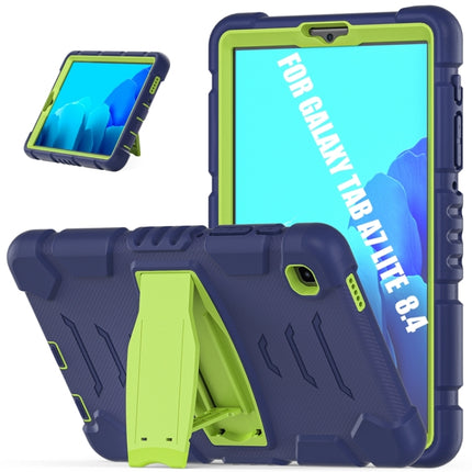 For Samsung Galaxy Tab A7 Lite 8.7 inch 2021 3-Layer Protection Screen Frame + PC + Silicone Shockproof Combination Case with Holder(NavyBlue+Lime)-garmade.com