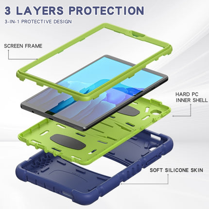 For Samsung Galaxy Tab A7 Lite 8.7 inch 2021 3-Layer Protection Screen Frame + PC + Silicone Shockproof Combination Case with Holder(NavyBlue+Lime)-garmade.com