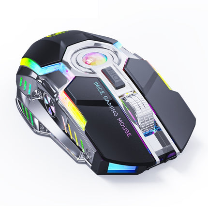 iMICE G7 Colorful Streamer Lights Rechargeable Silent Wireless Mouse(Black)-garmade.com
