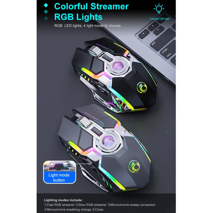 iMICE G7 Colorful Streamer Lights Rechargeable Silent Wireless Mouse(Black)-garmade.com