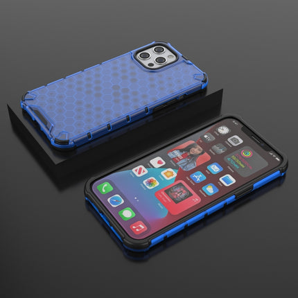 Shockproof Honeycomb PC + TPU Protective Case For iPhone 13(Blue)-garmade.com