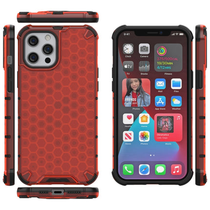 Shockproof Honeycomb PC + TPU Protective Case For iPhone 13(Red)-garmade.com