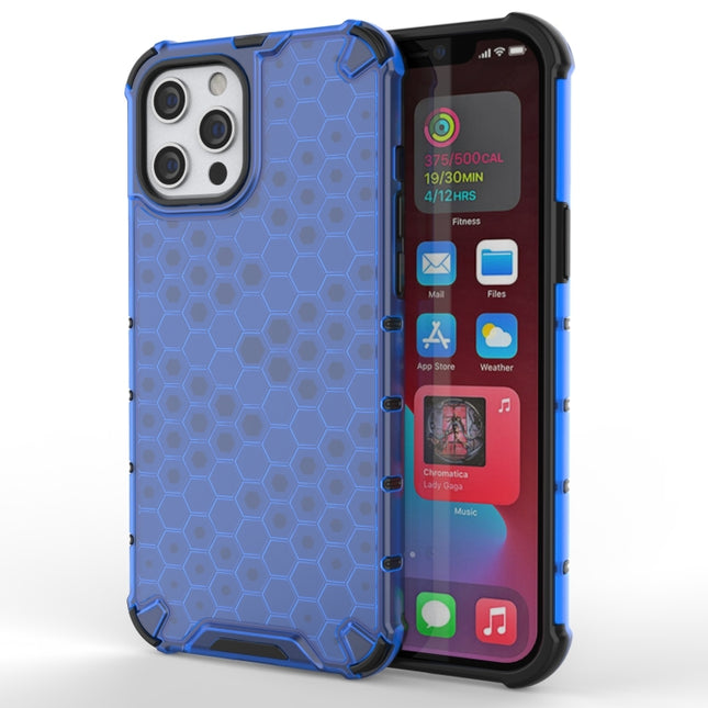 Shockproof Honeycomb PC + TPU Protective Case For iPhone 13 Pro(Blue)-garmade.com