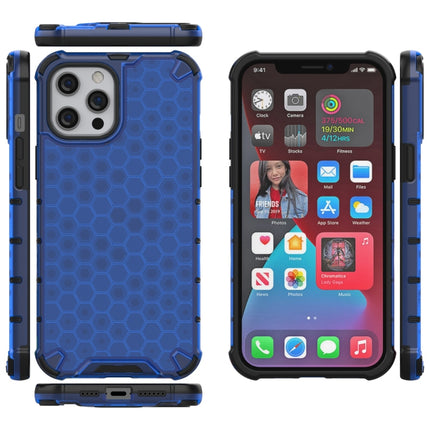 Shockproof Honeycomb PC + TPU Protective Case For iPhone 13 Pro(Blue)-garmade.com
