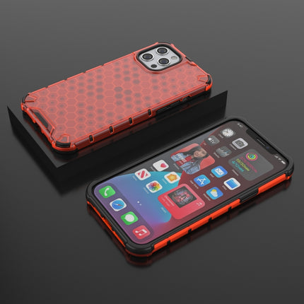 Shockproof Honeycomb PC + TPU Protective Case For iPhone 13 Pro(Red)-garmade.com