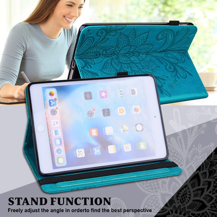 Lace Flower Embossing Pattern Horizontal Flip Leather Case with Holder & Card Slots & Wallet & Photo Frame & Sleep / Wake-up Function For Samsung Galaxy Tab S6 Lite SM-P610/SM-P615(Blue)-garmade.com